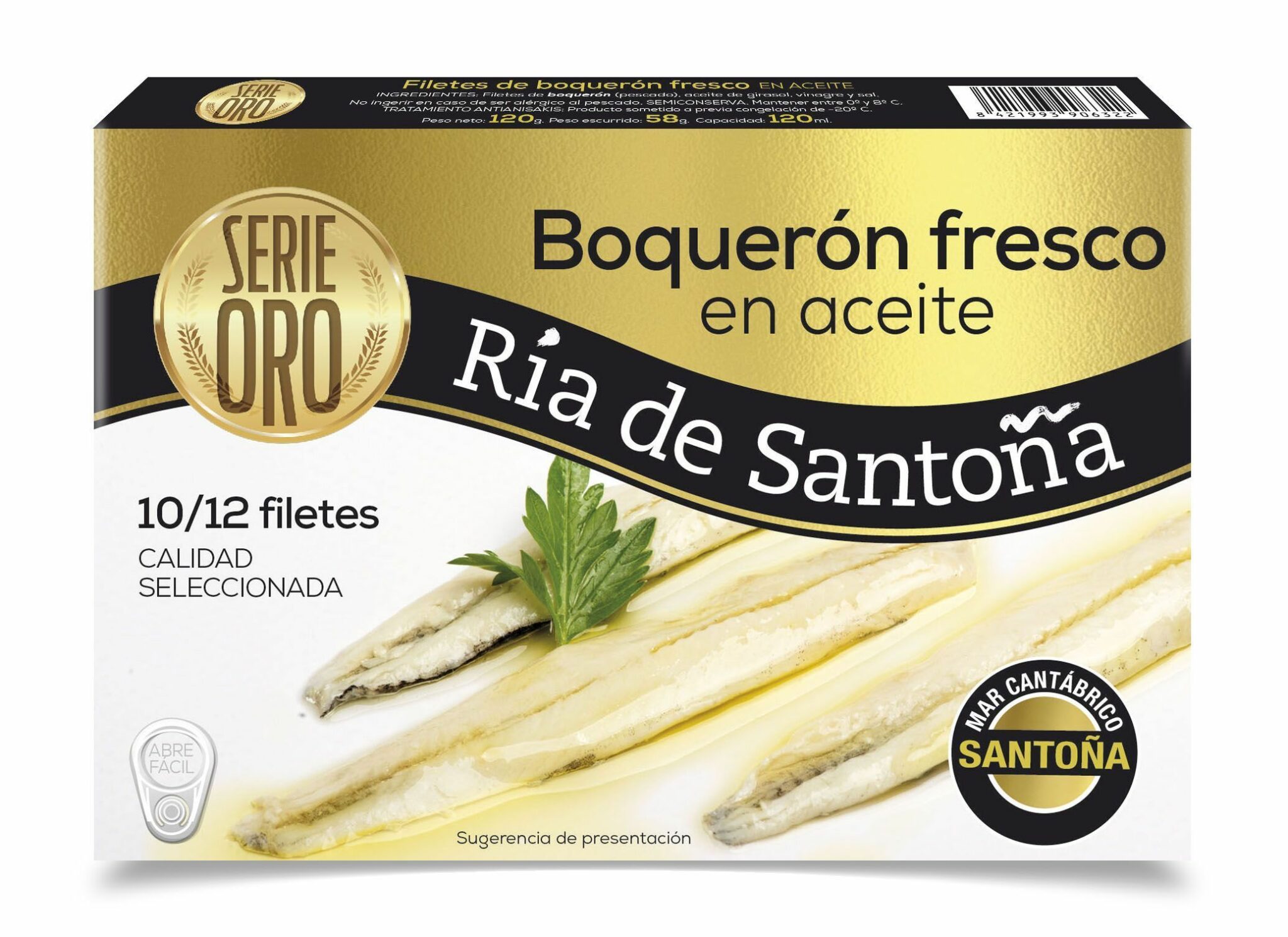 Boquerones del Cantábrico Serie Oro Ría de Santoña 10-12 Filetes Boquerones del Cantábrico Serie Oro 10-12 filetes Ria de Santoña