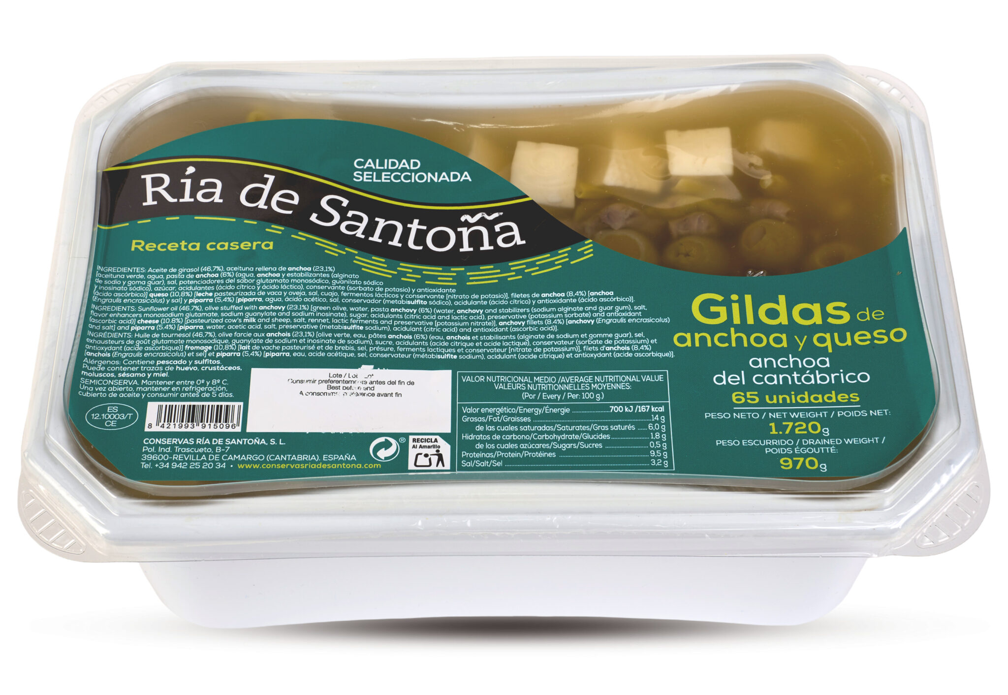 Gildas de anchoa y queso Ría de Santoña 65 unids